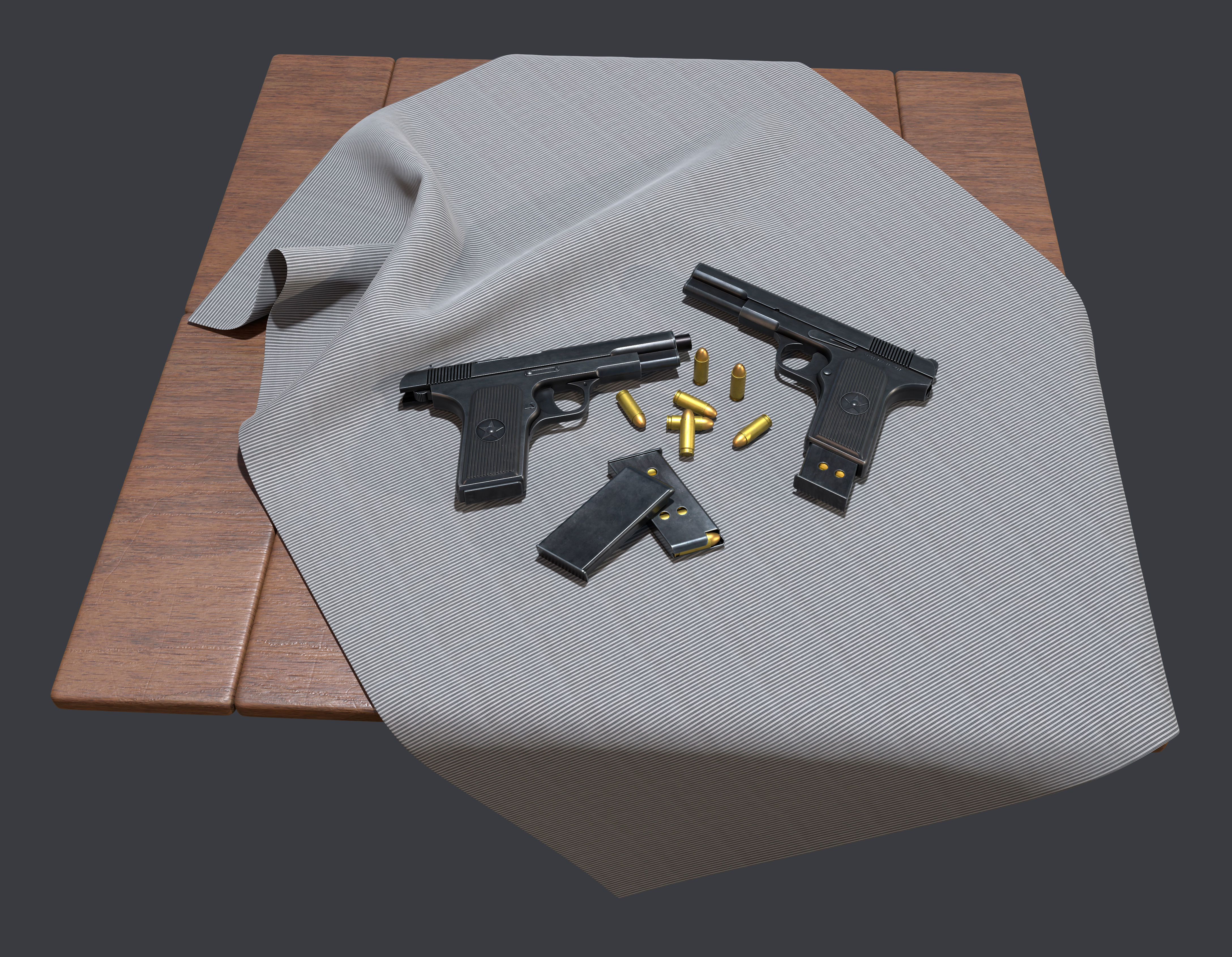 Type 54 pistol pistol realistic PBR process 3D model_7