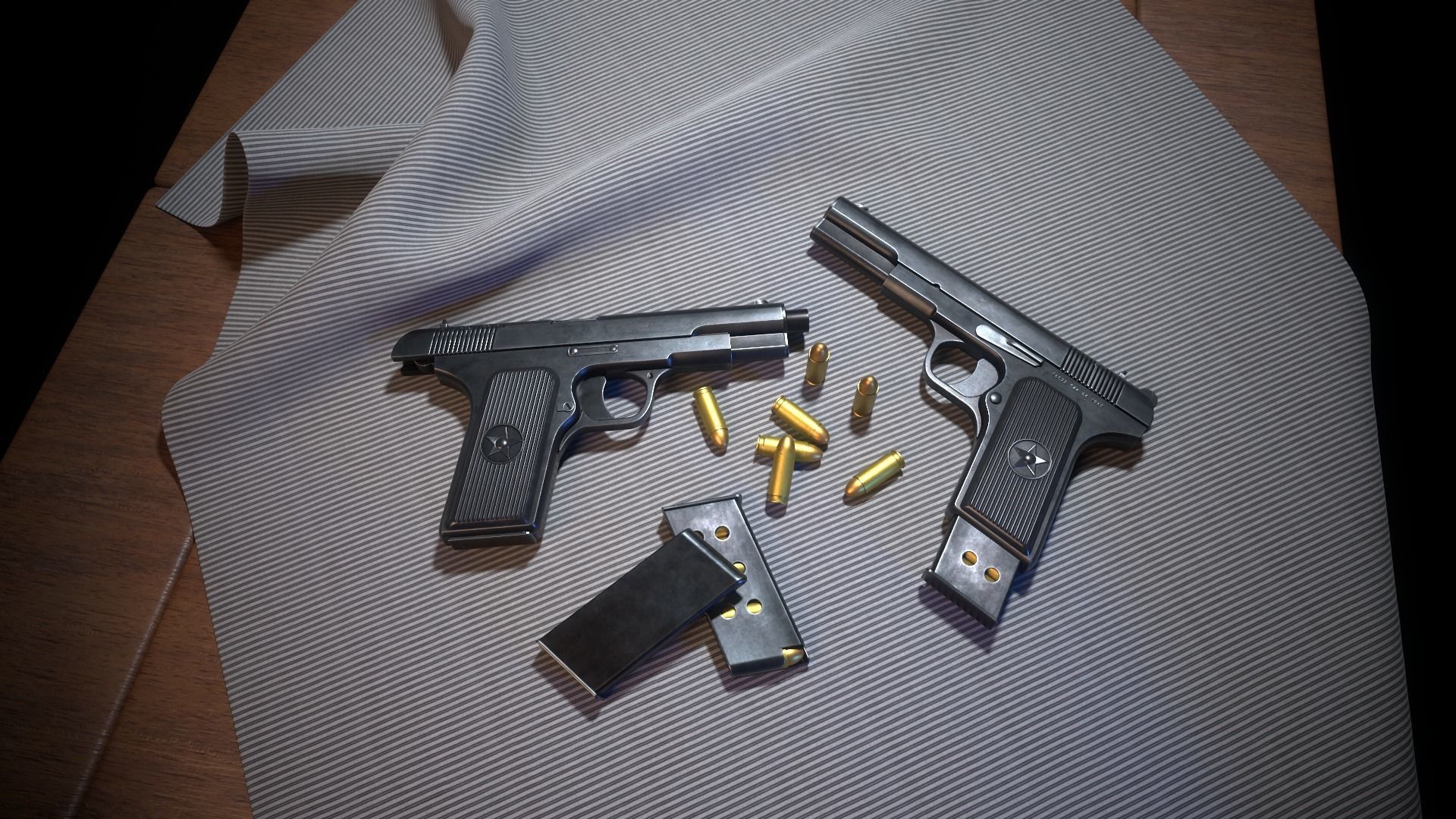 Type 54 pistol pistol realistic PBR process 3D model_6