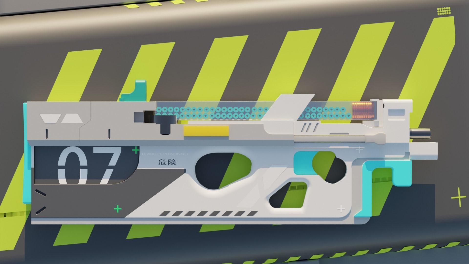 Marathon Inpired P-000 2B Sci-fi SMG 3D model_3
