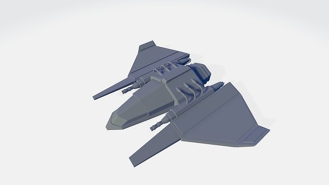 Spaceship for war with minigun Low-poly 3D model