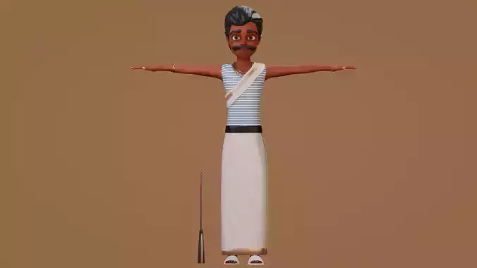 Indian Rugged Boy Low-poly 3D model