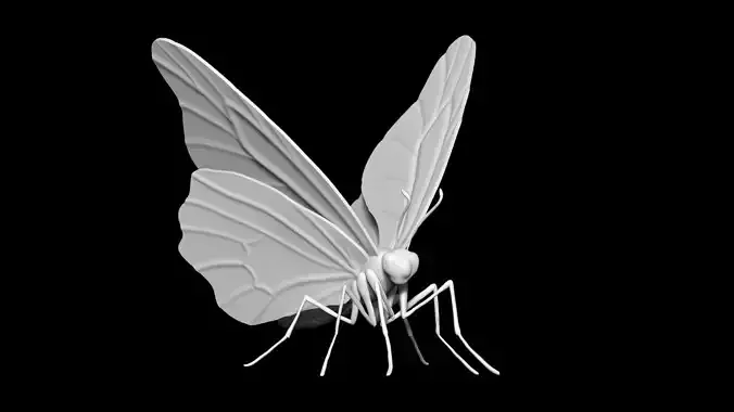 high poly butterfly 3D print model