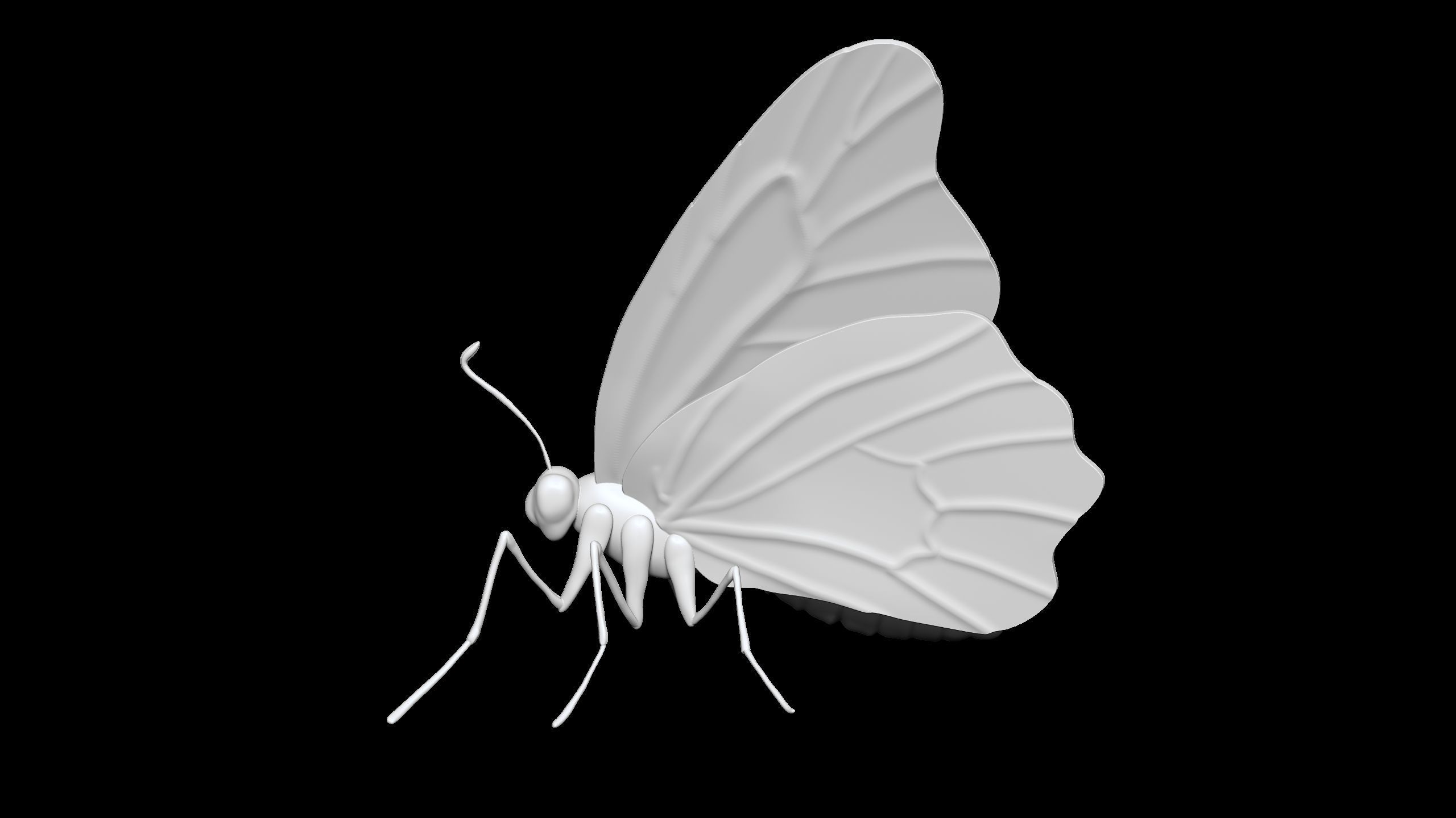 high poly butterfly 3D print model_4