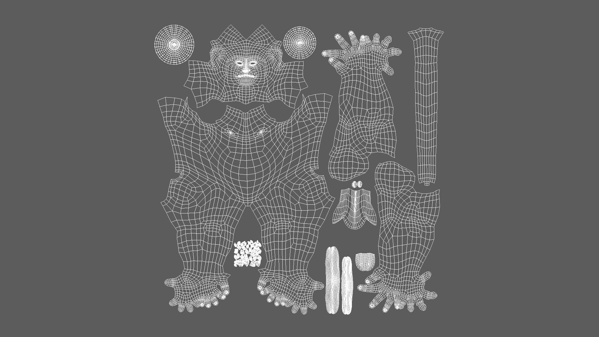 Monkey BaseMesh Low-poly 3D model_5