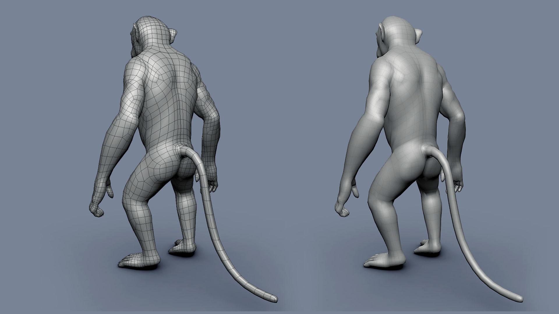 Monkey BaseMesh Low-poly 3D model_4