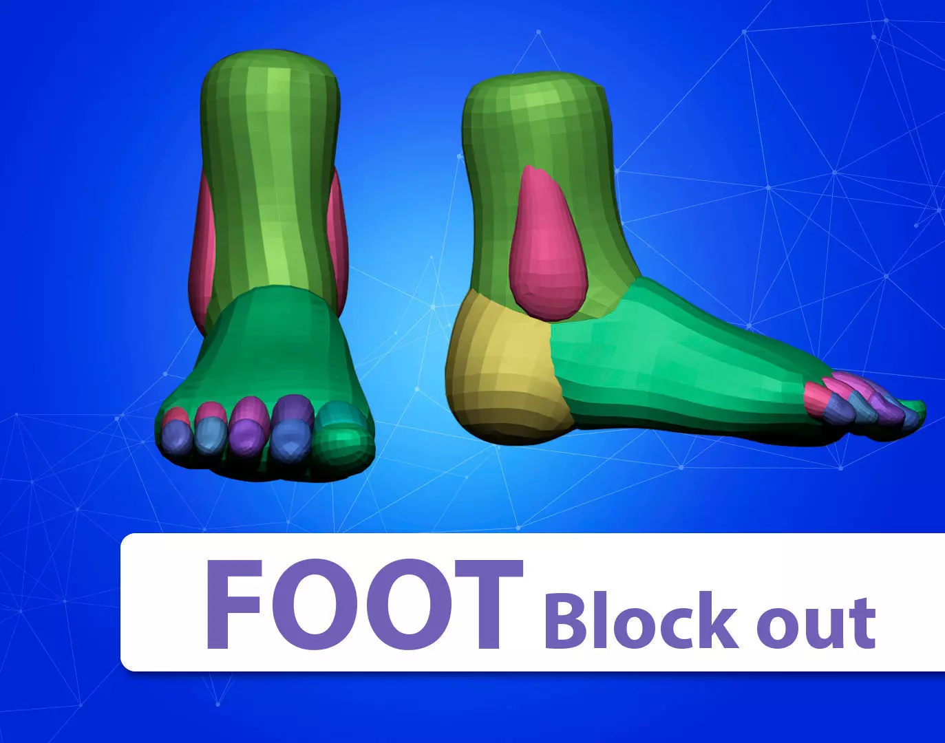Base mesh foot block out 3D model_0