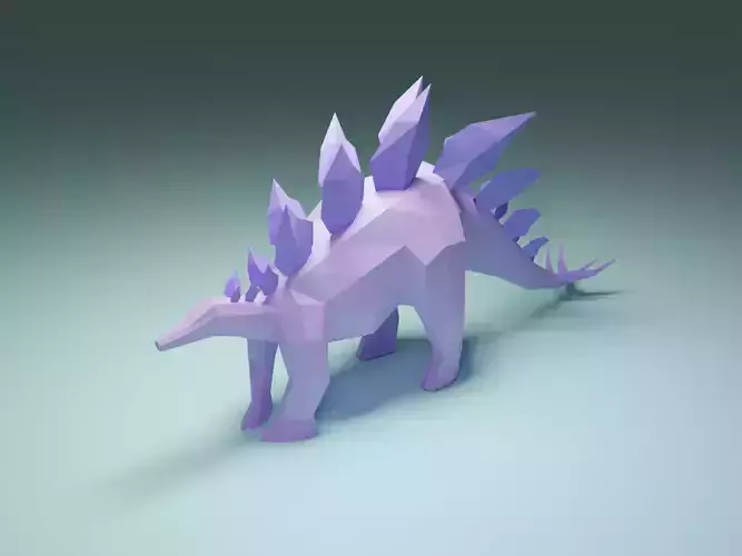 Low Poly Stylized Purple Dinosaur 