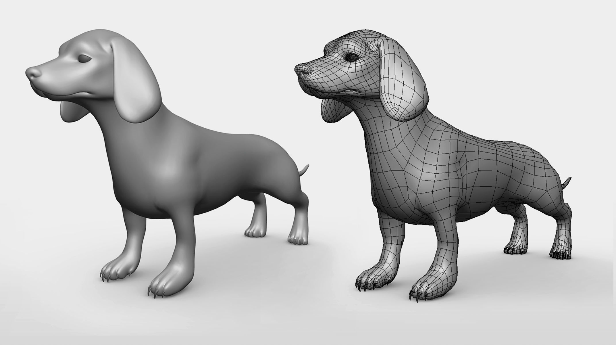 Dachshund Dog BaseMesh Low-poly 3D model_2