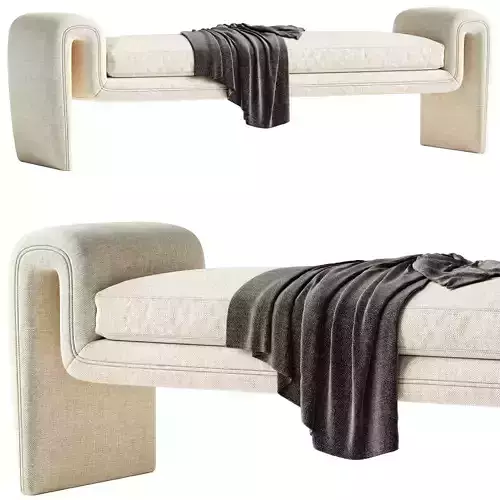 Cream curly curved bench Eichholtz Tondo L