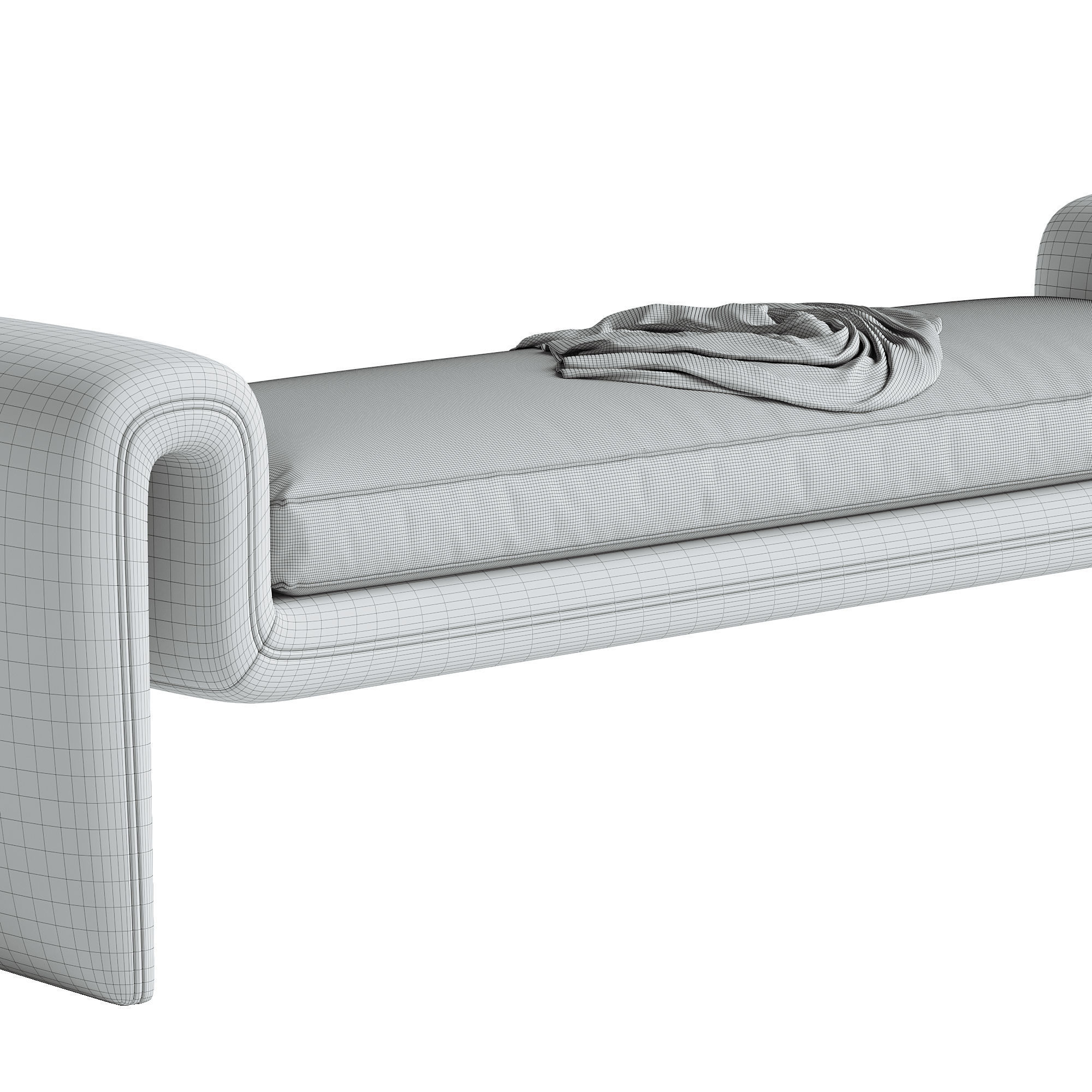Cream curly curved bench Eichholtz Tondo L 3D model_3