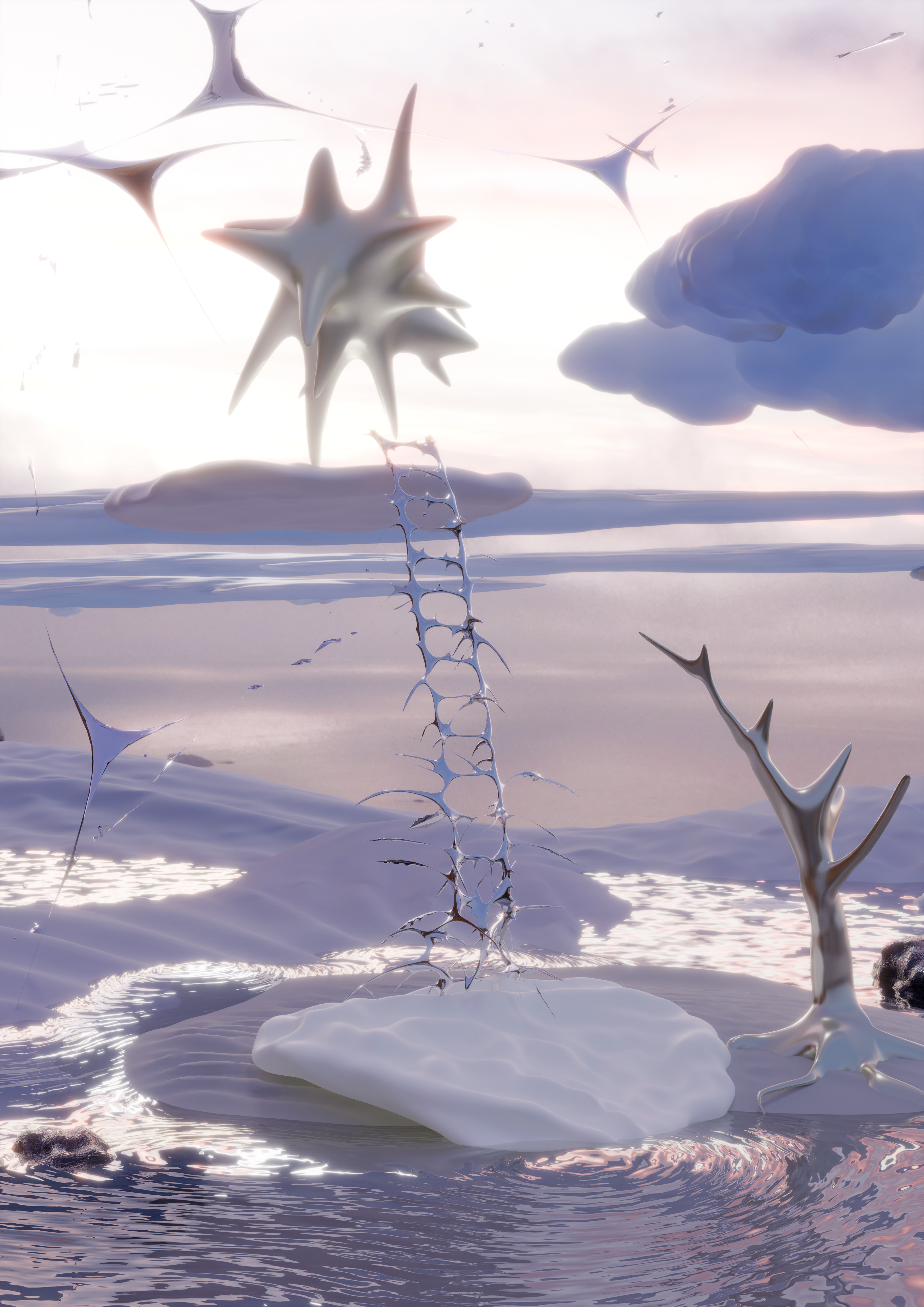 Blobby Heaven Environment y2k bloom cyber abstract chrometype   3D model_2