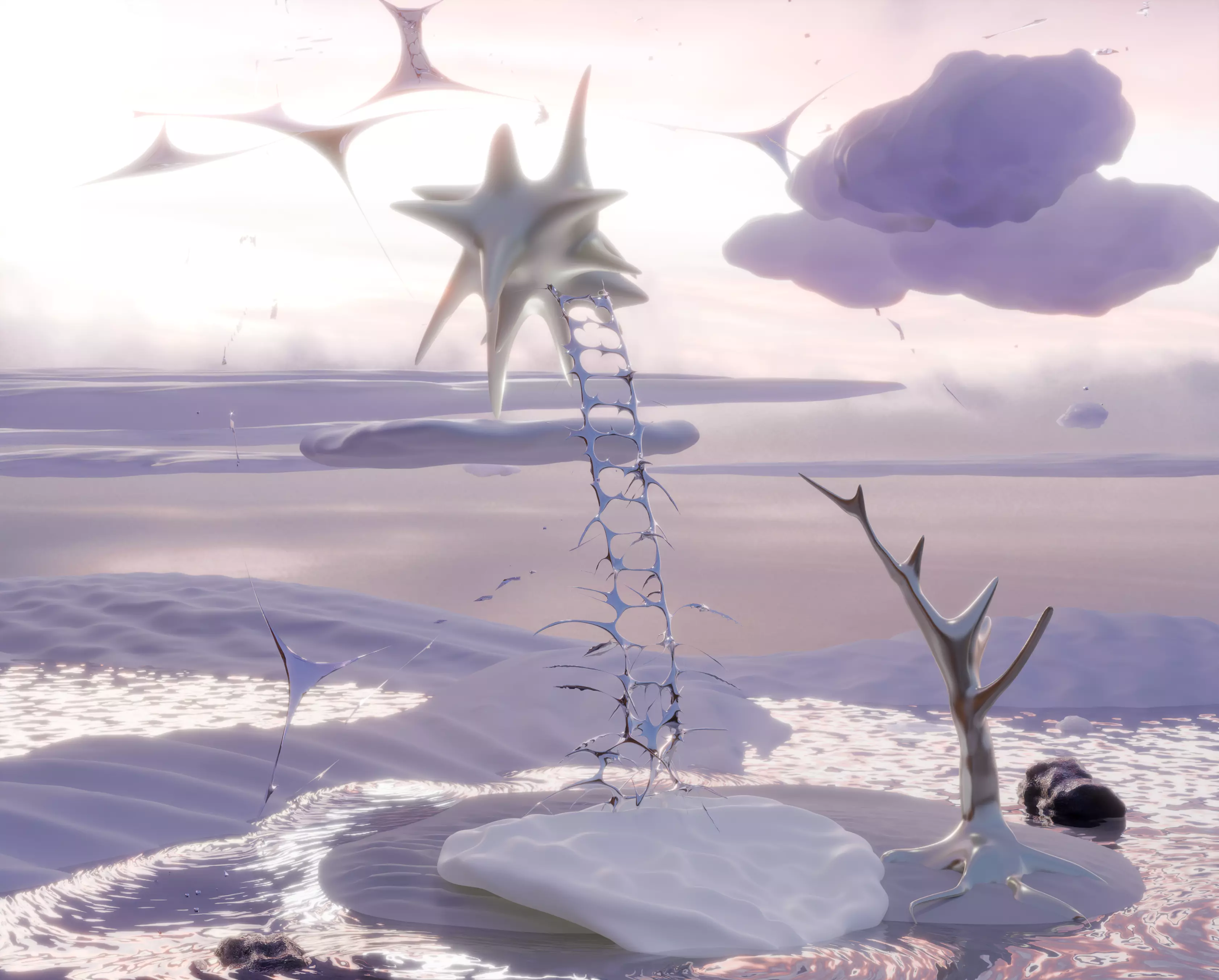 Blobby Heaven Environment y2k bloom cyber abstract chrometype   3D model_0