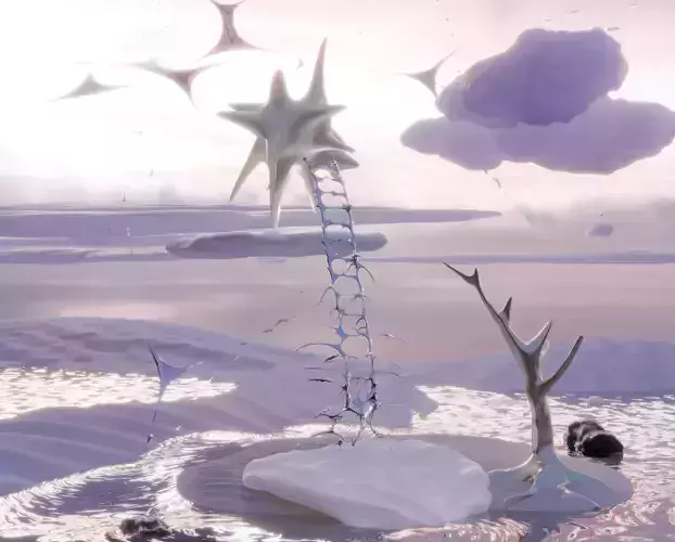 Blobby Heaven Environment y2k bloom cyber abstract chrometype  