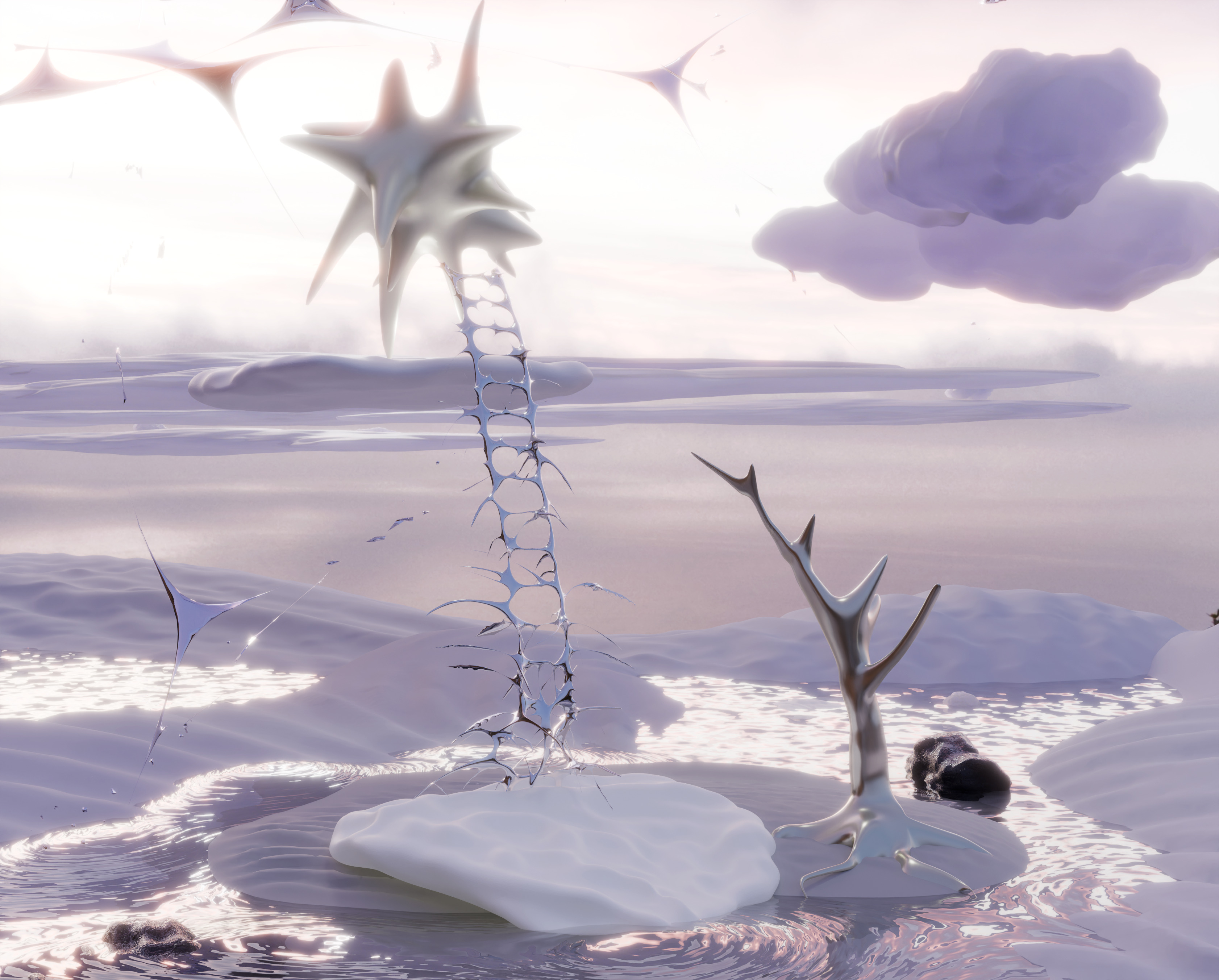 Blobby Heaven Environment y2k bloom cyber abstract chrometype   3D model_7