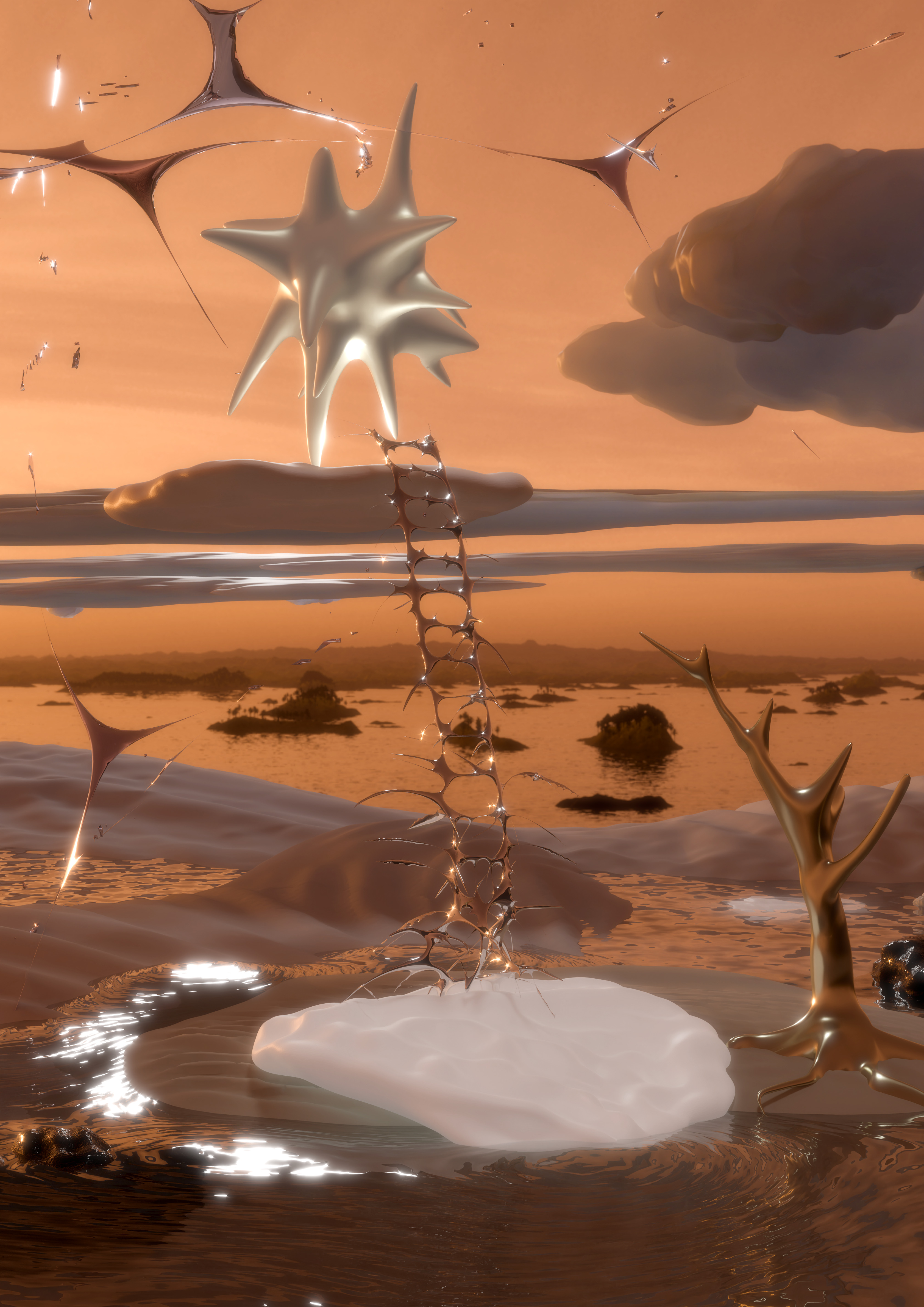 Blobby Heaven Environment y2k bloom cyber abstract chrometype   3D model_1