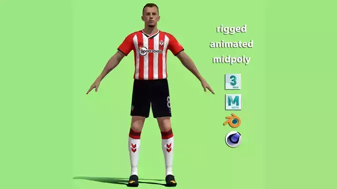 T-P Rigged James Ward- Prowse Southampton 3D model