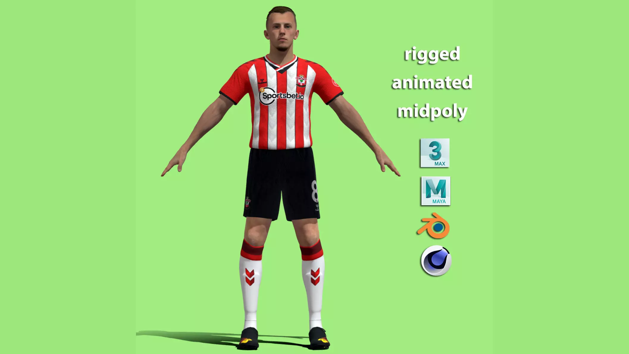 T-P Rigged James Ward- Prowse Southampton 3D model_0