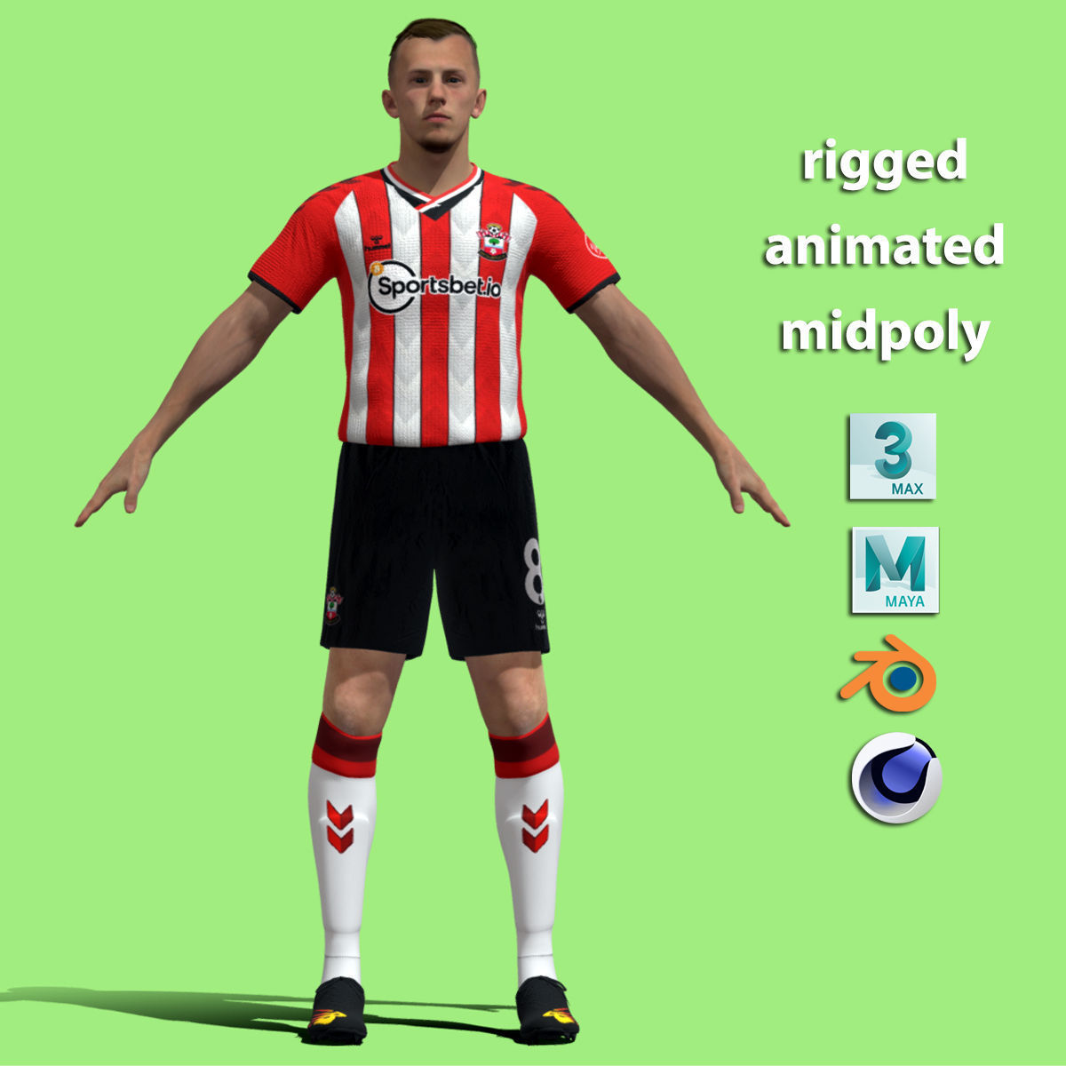 T-P Rigged James Ward- Prowse Southampton 3D model_1