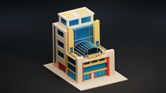 Mall Building  Low-poly 3D model