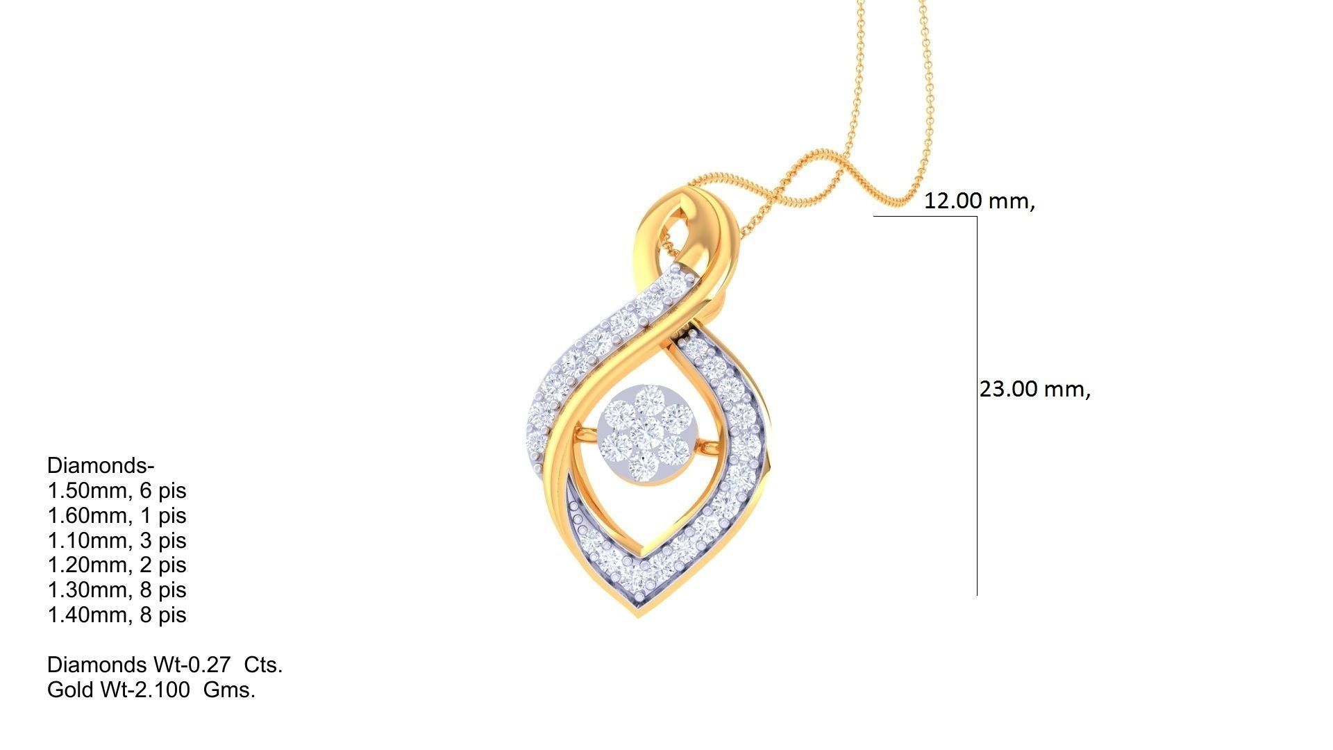 Diamond Pendant 3dm stl obj gltf glb 3mf renders details 3D print model_4