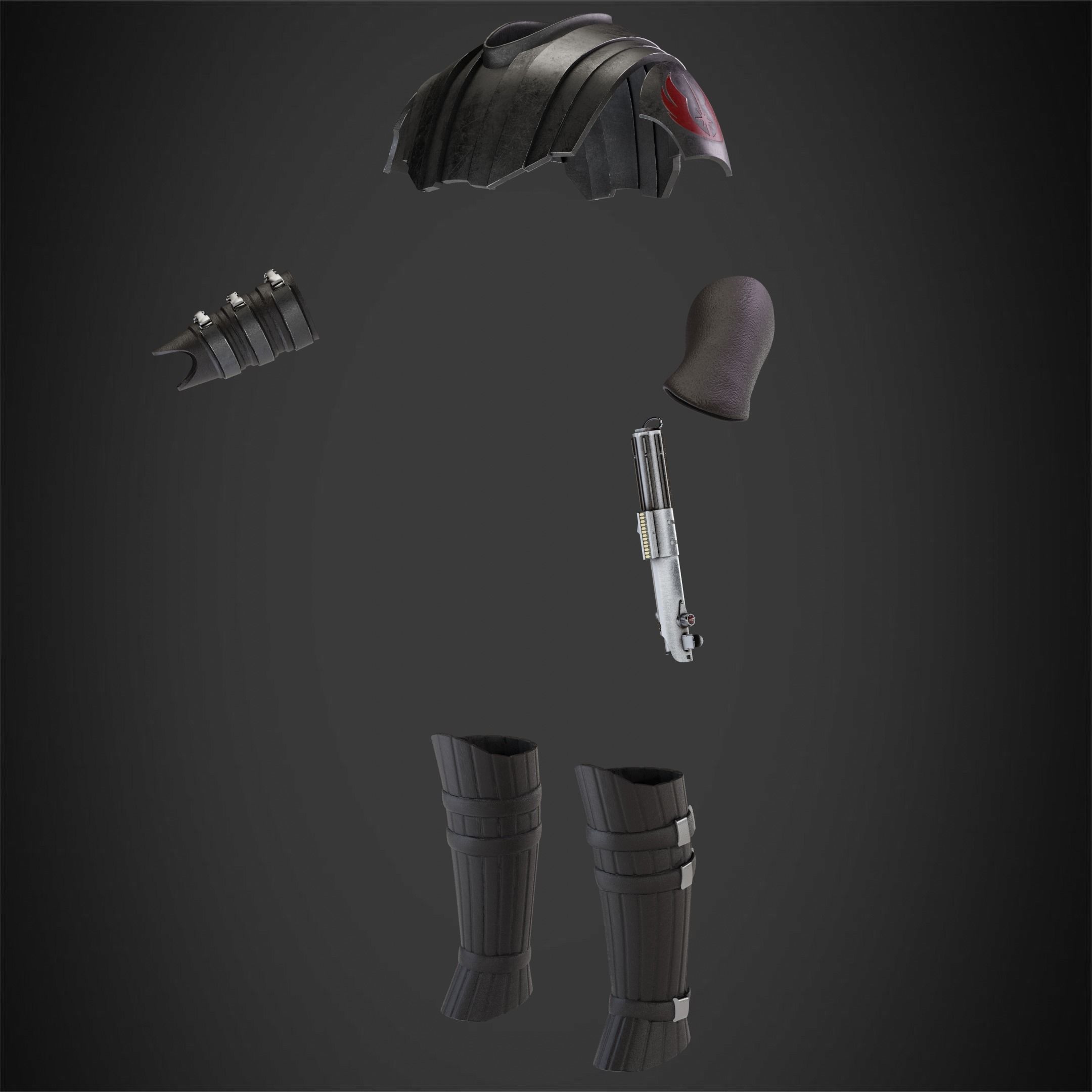 Anakin Skywalker Full Battle Armor And Lightsaber for Cosplay 3D Model Collection_5
