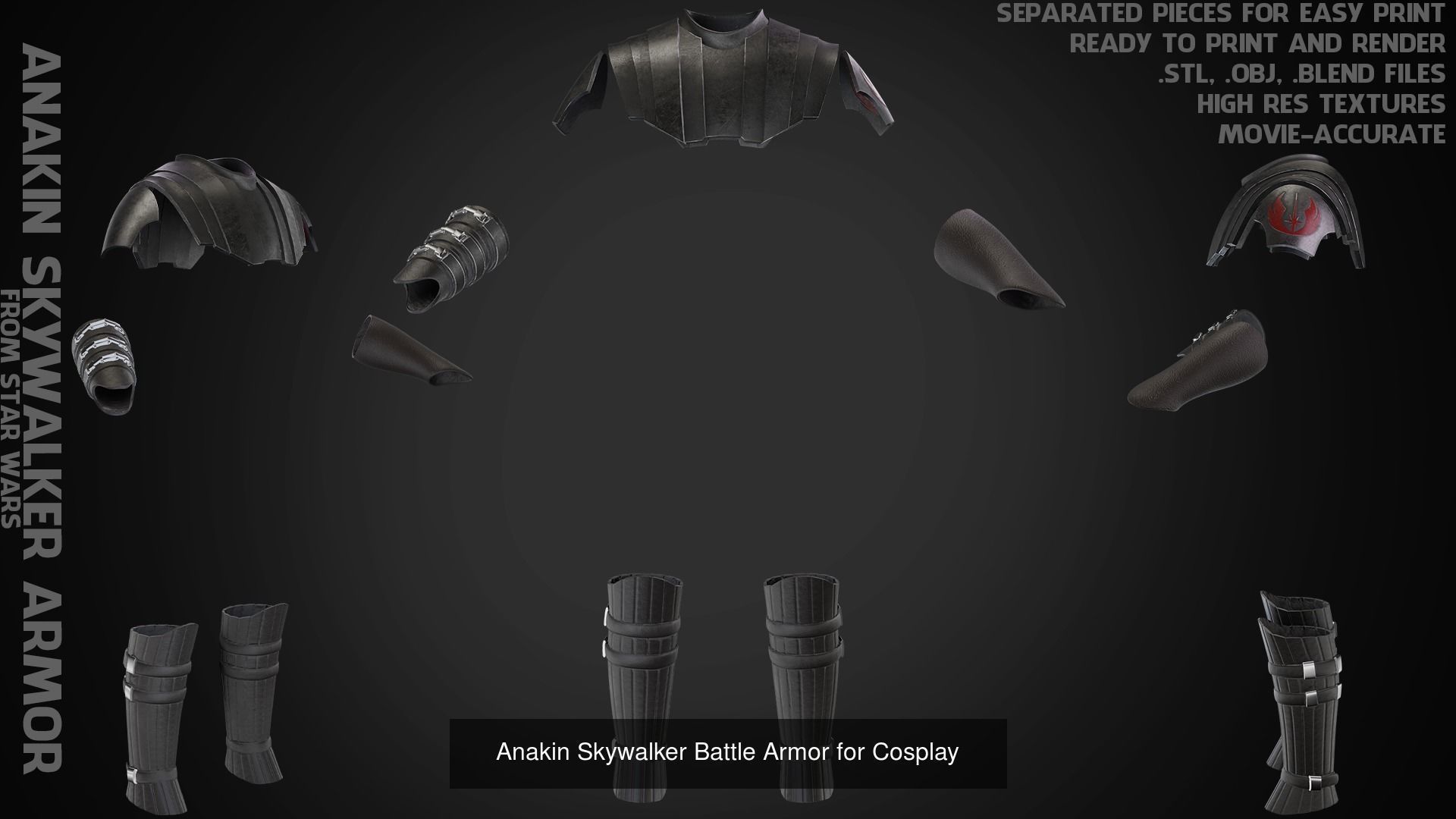 Anakin Skywalker Full Battle Armor And Lightsaber for Cosplay 3D Model Collection_2