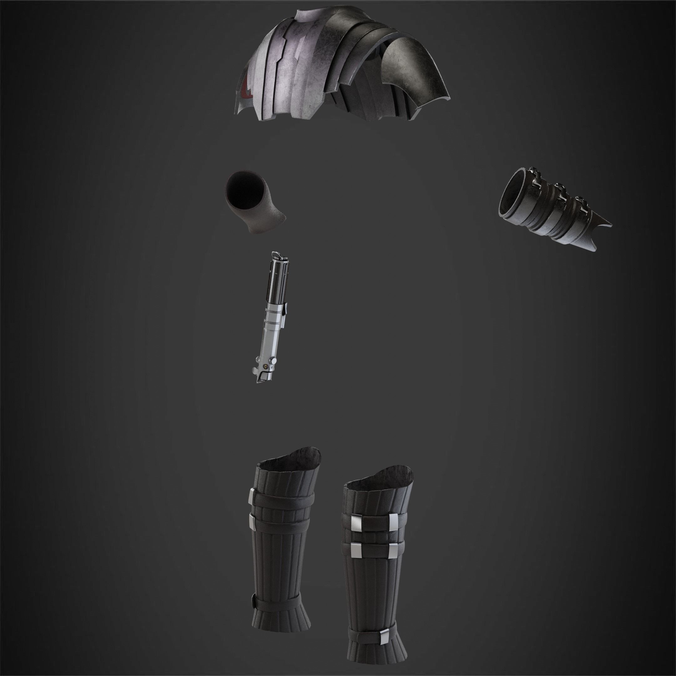 Anakin Skywalker Full Battle Armor And Lightsaber for Cosplay 3D Model Collection_9