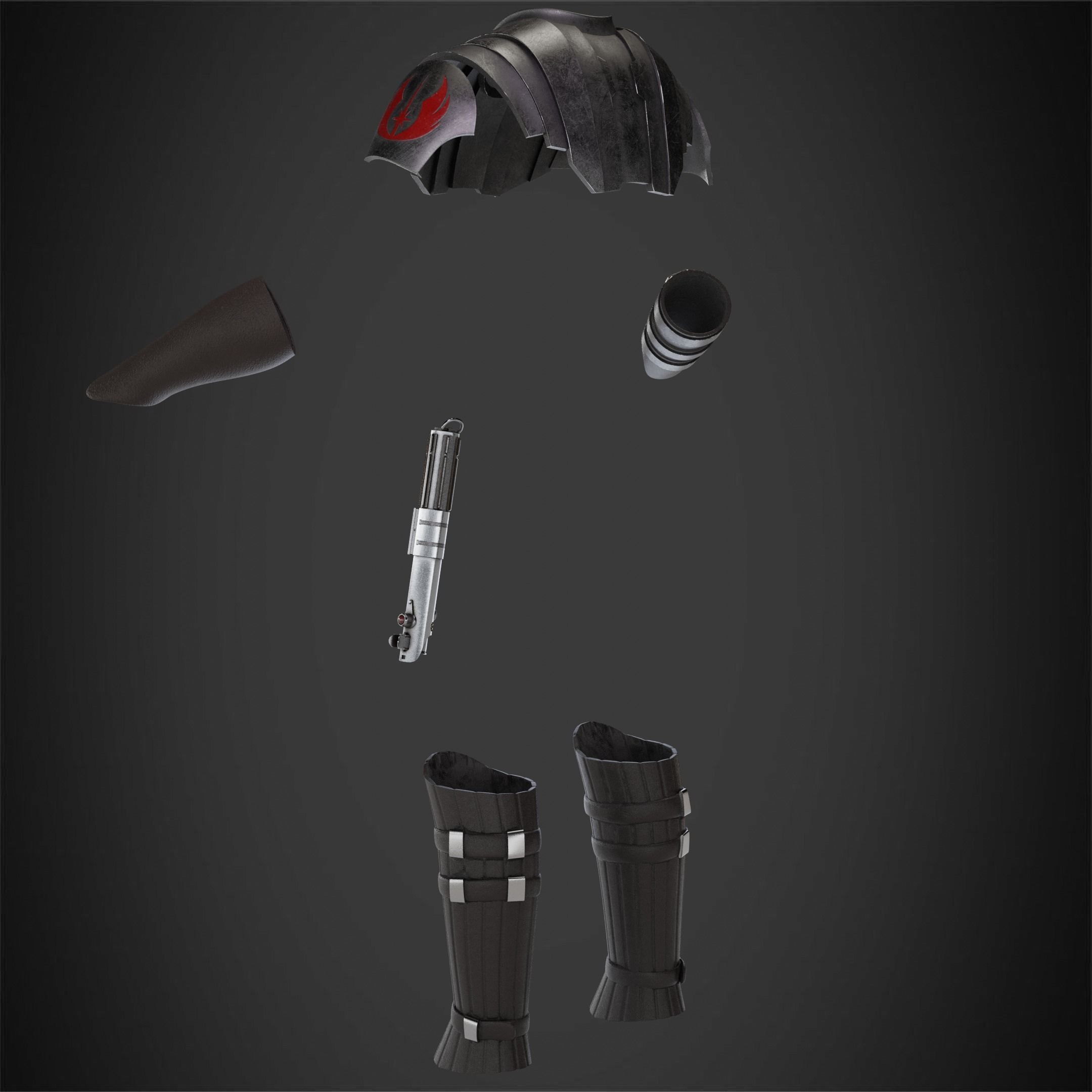 Anakin Skywalker Full Battle Armor And Lightsaber for Cosplay 3D Model Collection_7