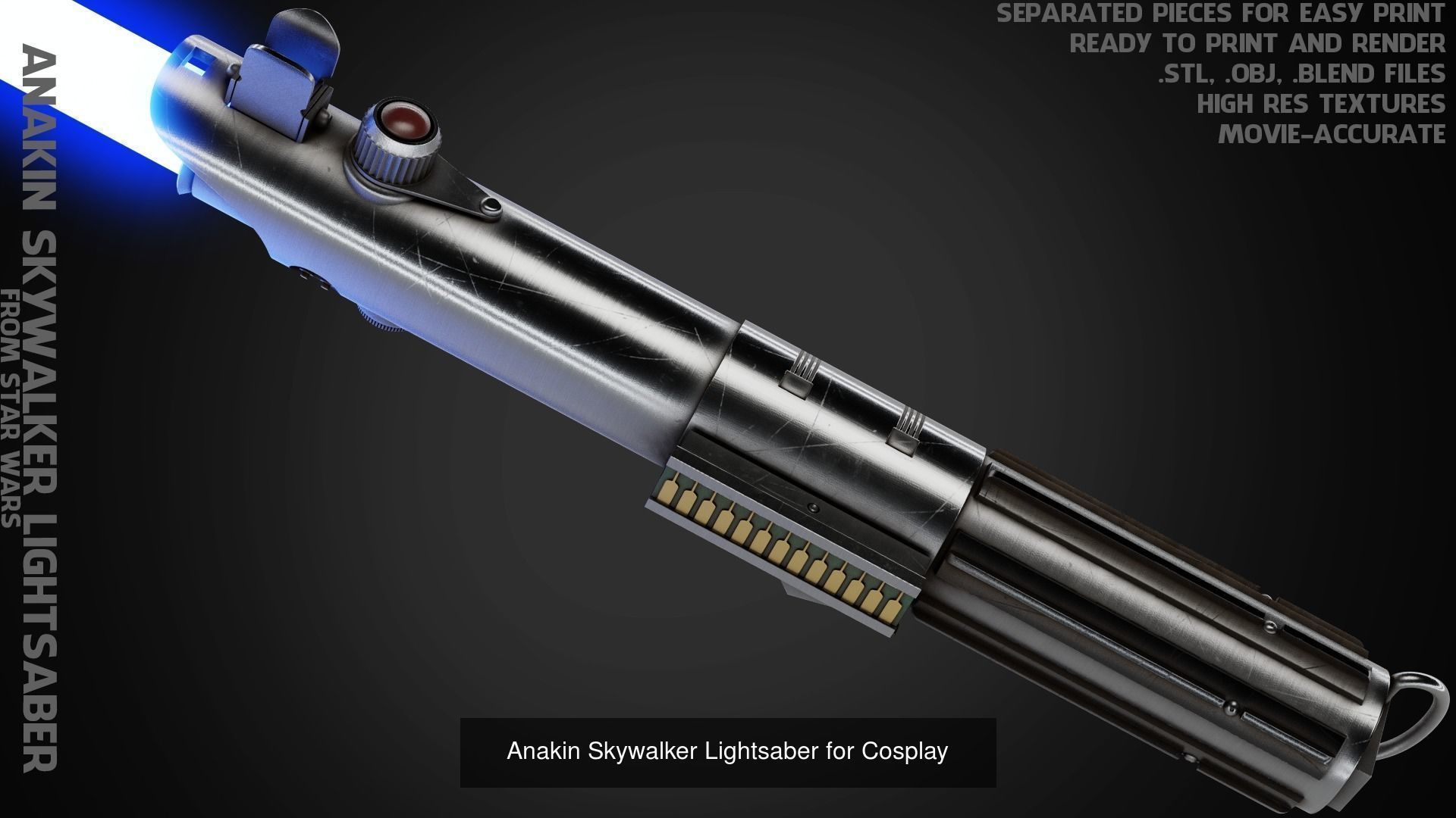 Anakin Skywalker Full Battle Armor And Lightsaber for Cosplay 3D Model Collection_3