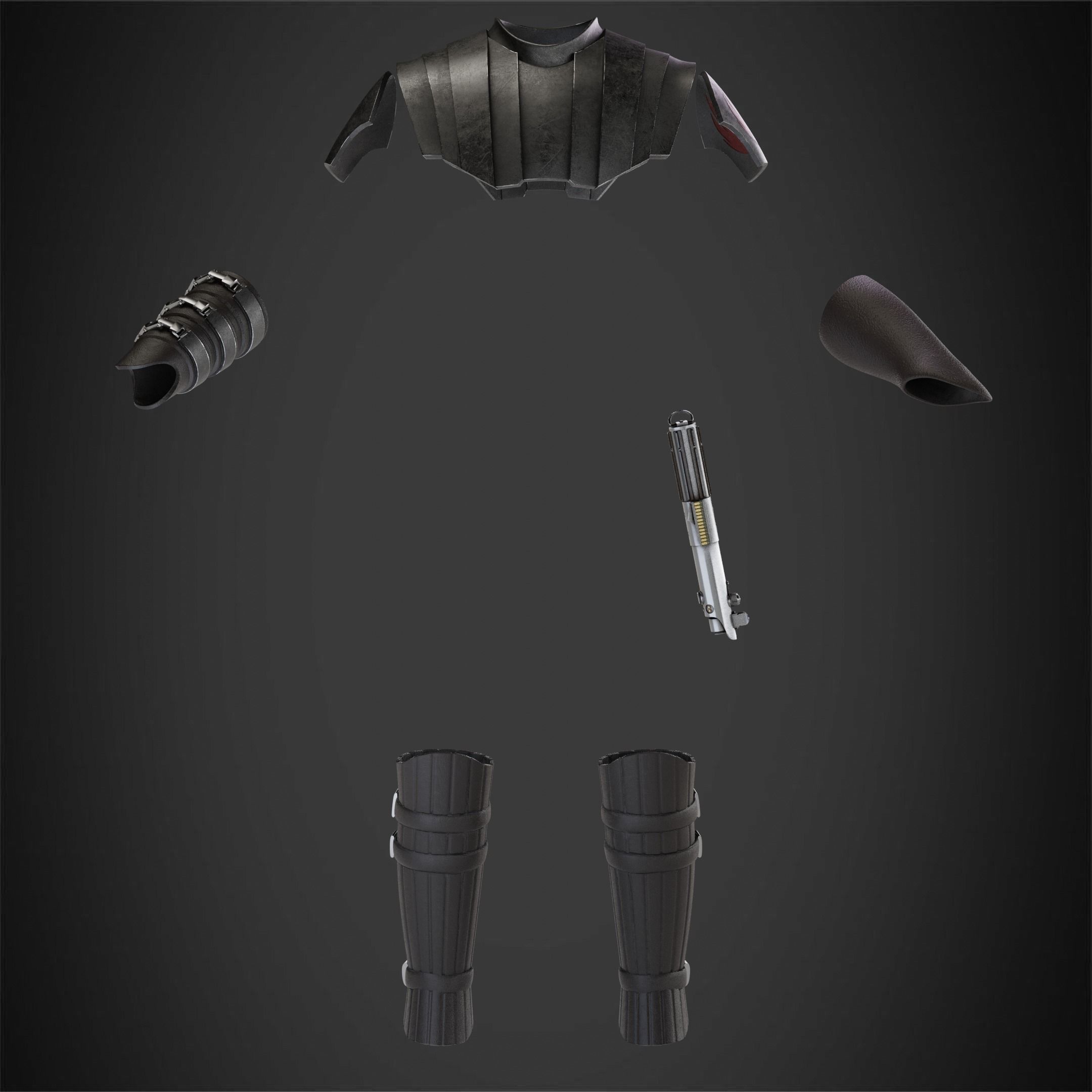 Anakin Skywalker Full Battle Armor And Lightsaber for Cosplay 3D Model Collection_4
