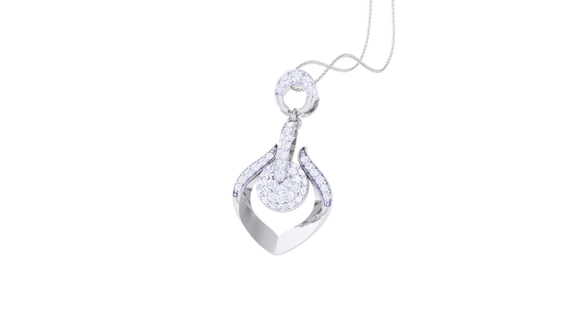 Diamond Pendant 3dm stl obj gltf glb 3mf renders details 3D print model_1