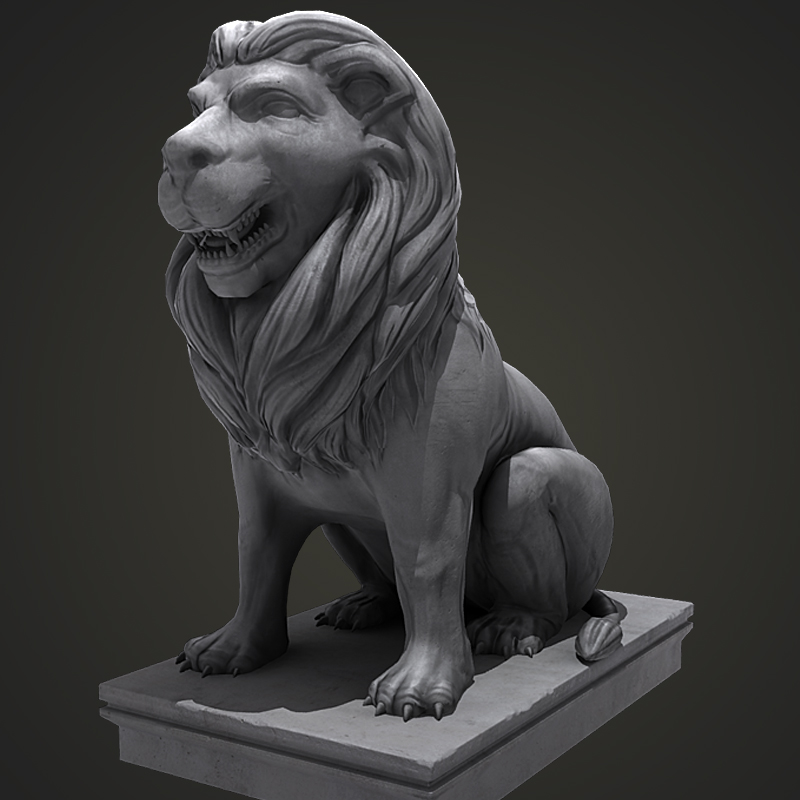 Lion Sitting Statue Low-poly 3D model_2