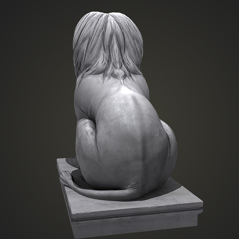 Lion Sitting Statue Low-poly 3D model_1