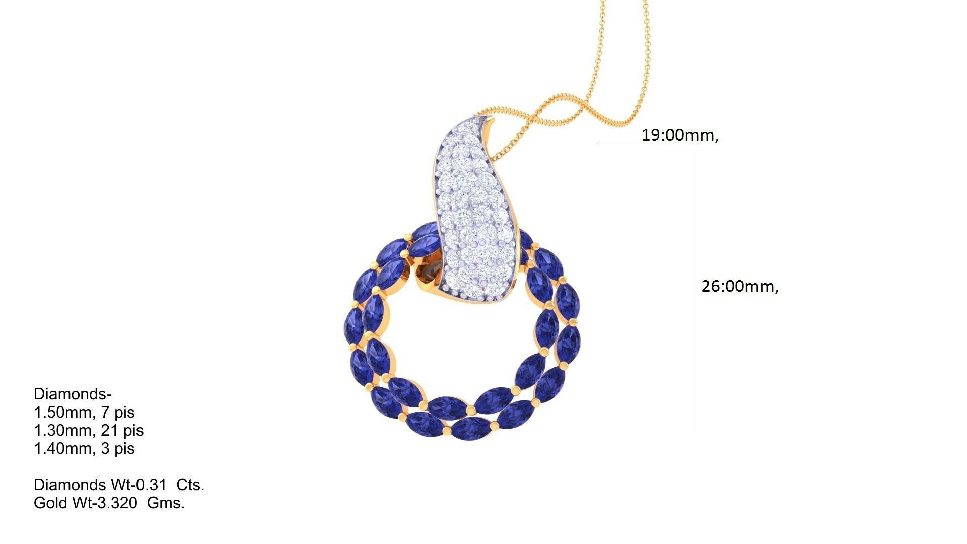 Diamond Pendant 3dm stl obj gltf glb 3mf renders details 3D print model_4