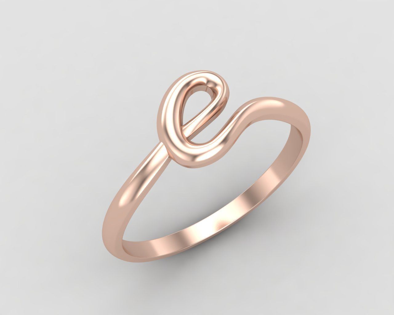 alphabet minimal E ring 79-MW 3D print model_4