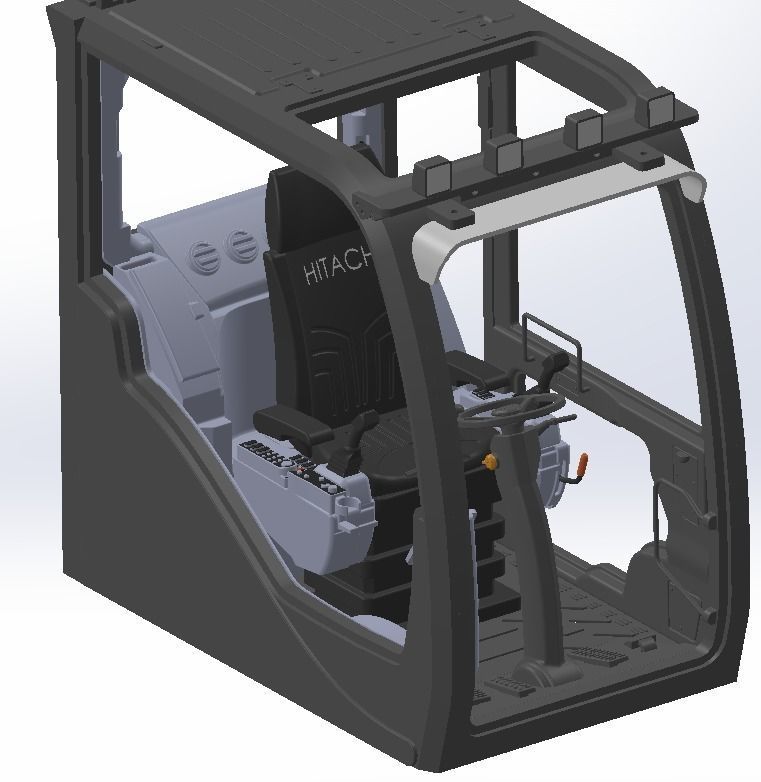 rc hitachi excavator 3d print cabin model 3D print model_3