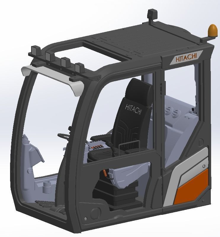 rc hitachi excavator 3d print cabin model 3D print model_4