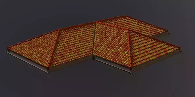 Hip roof with clay tiles 2301 3D model