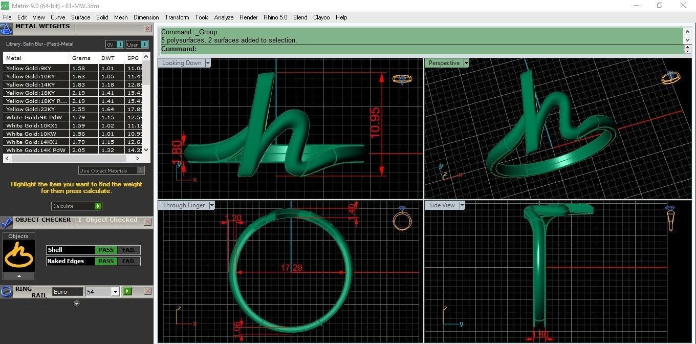 alphabet minimal H ring 81-MW 3D print model_2