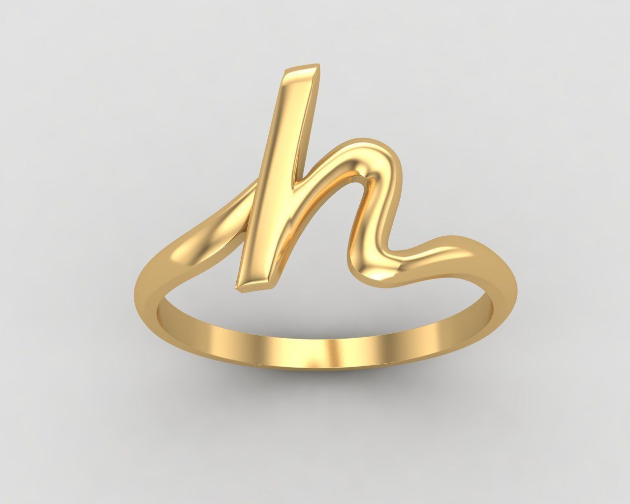 alphabet minimal H ring 81-MW 3D print model_11