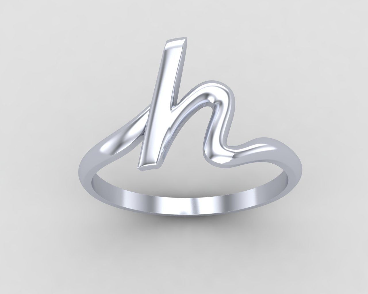 alphabet minimal H ring 81-MW 3D print model_9