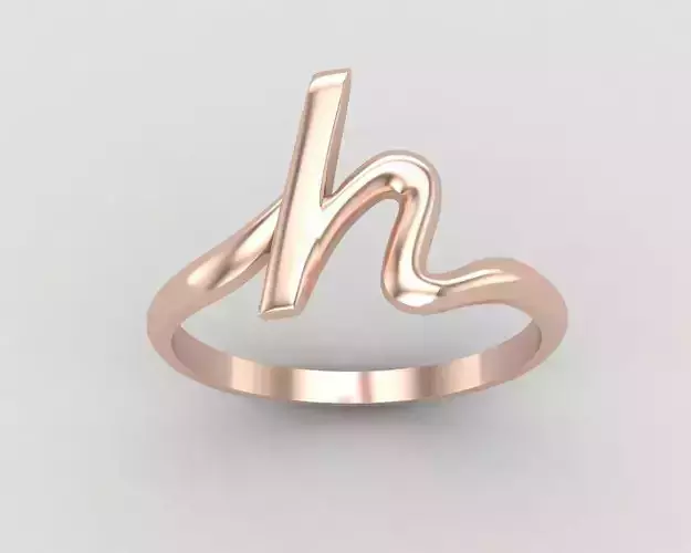 alphabet minimal H ring 81-MW 3D print model