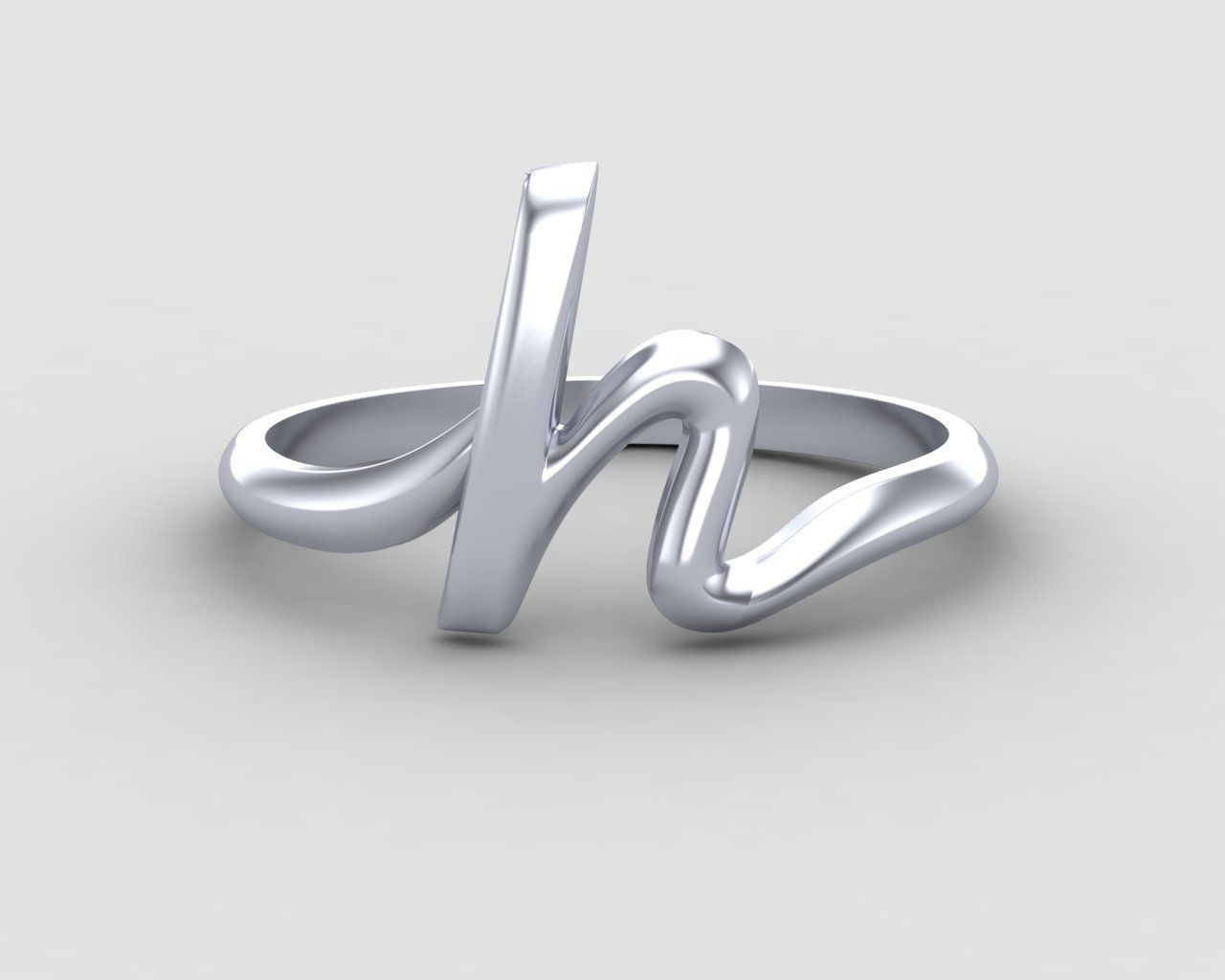 alphabet minimal H ring 81-MW 3D print model_8