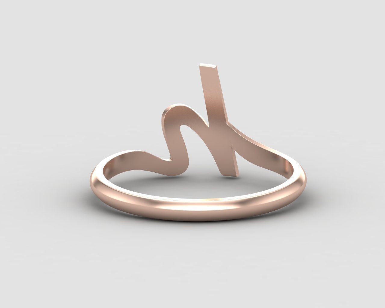 alphabet minimal H ring 81-MW 3D print model_6