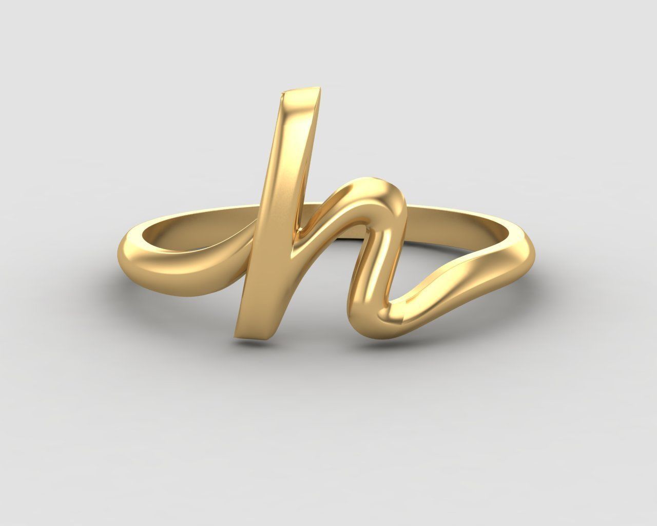 alphabet minimal H ring 81-MW 3D print model_10