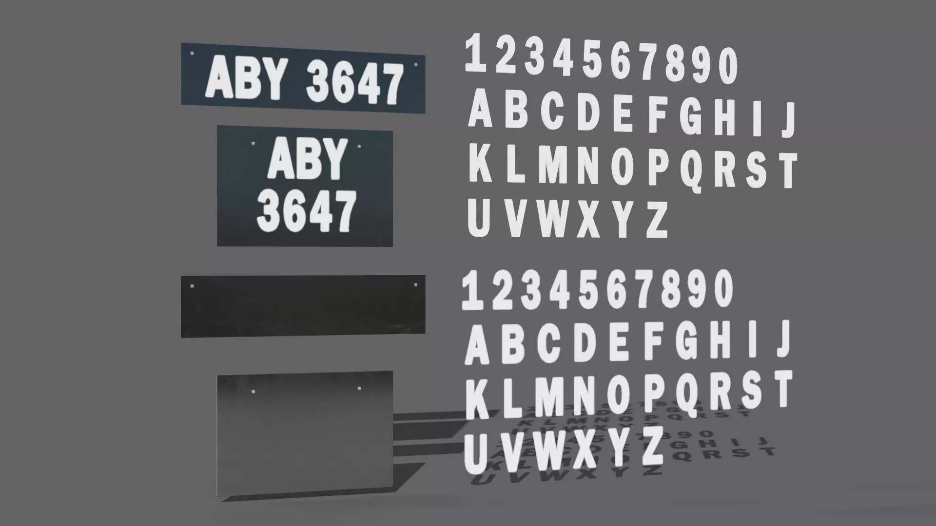 FREE - Alphabet And Number With Car Plate Free low-poly 3D model