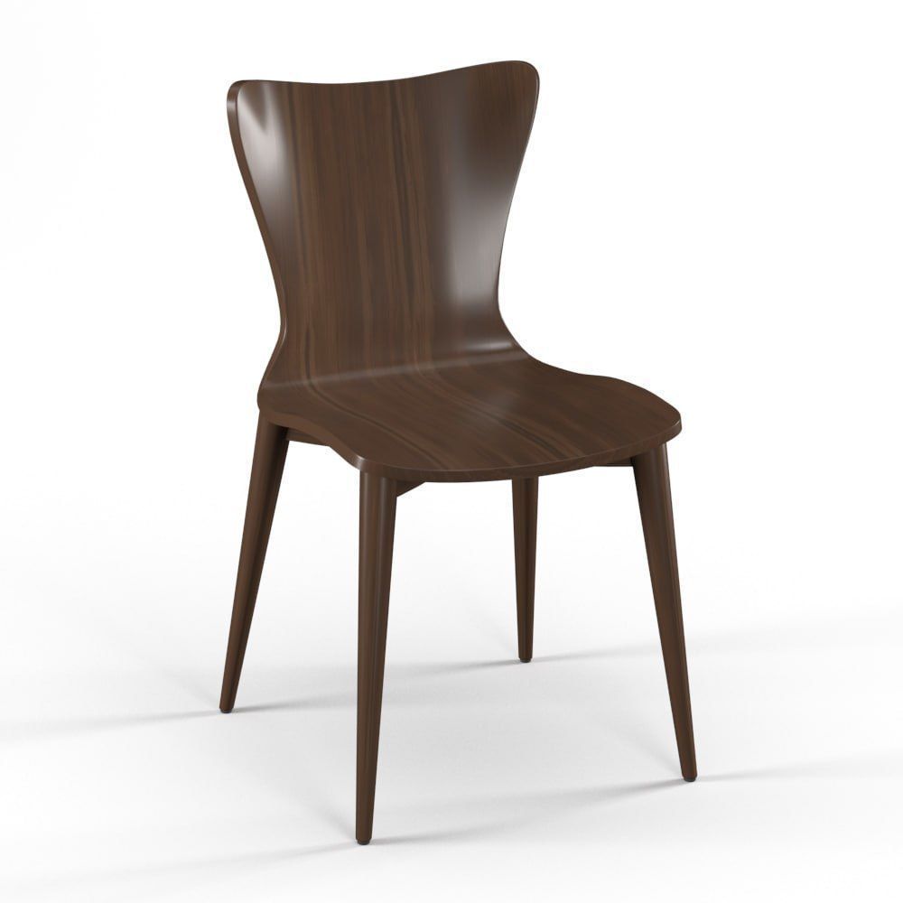 Brera Nero Noce Bentwood Dining Chair 3D model_1