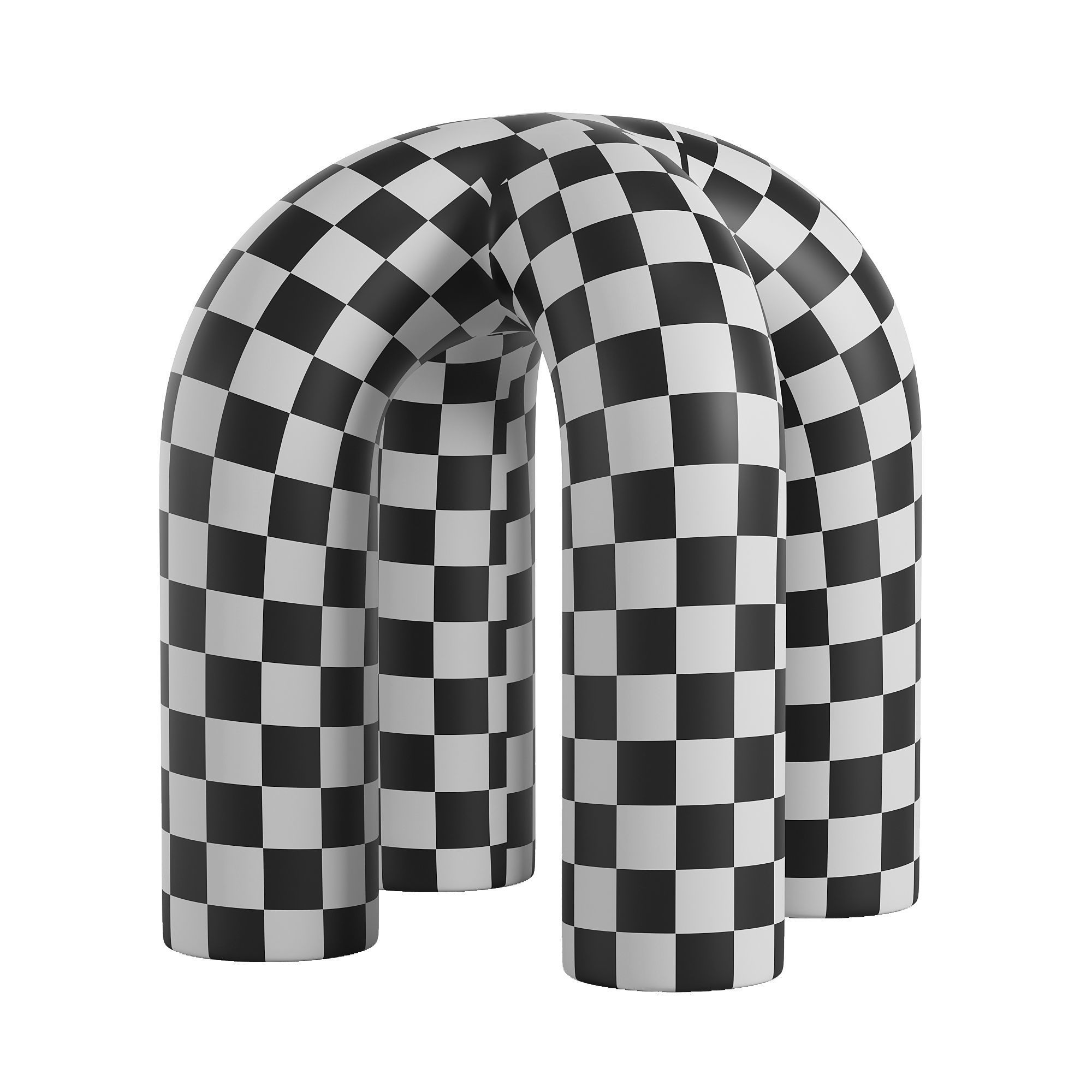 Upholstered Stitch Stool Low-poly 3D model_2