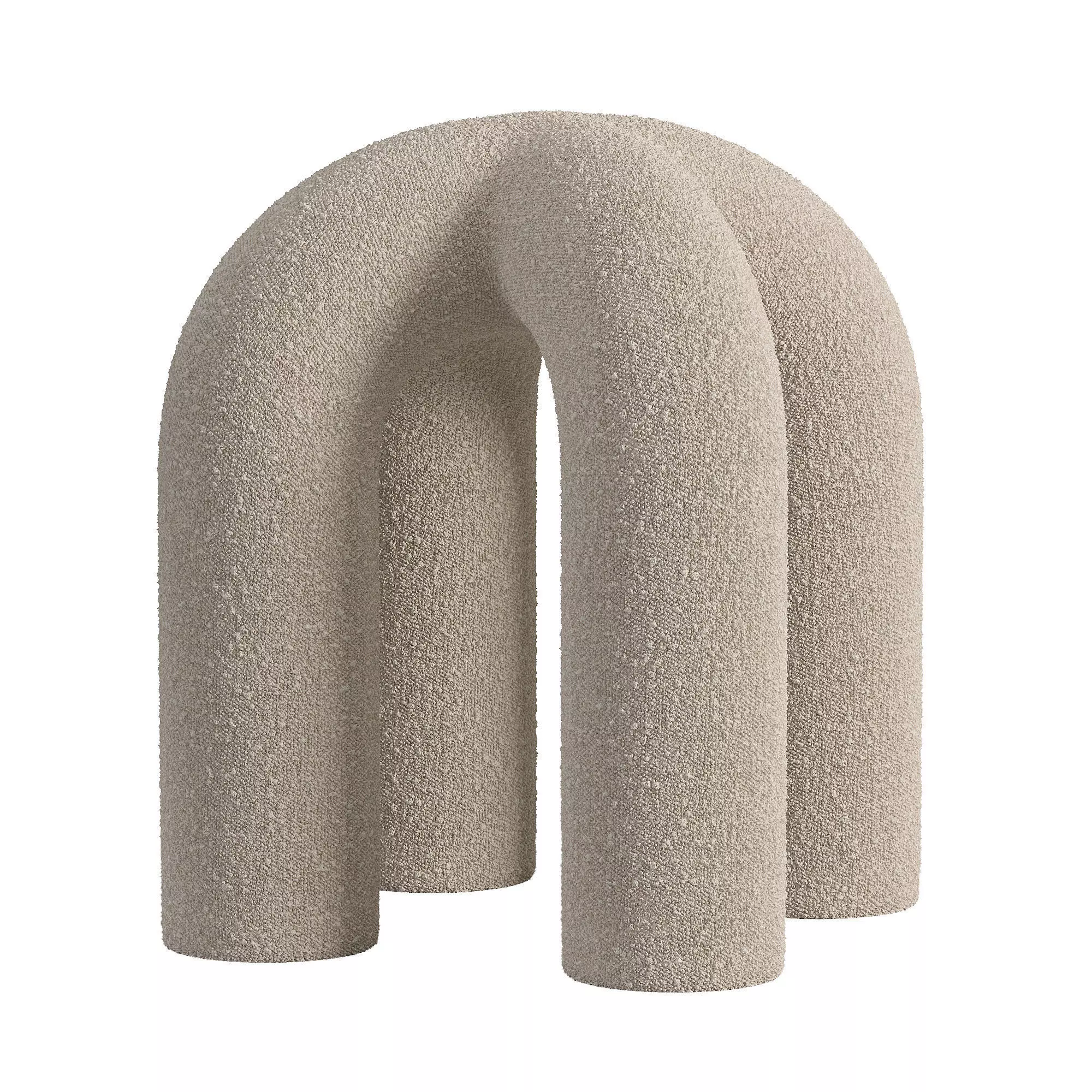 Upholstered Stitch Stool Low-poly 3D model_0