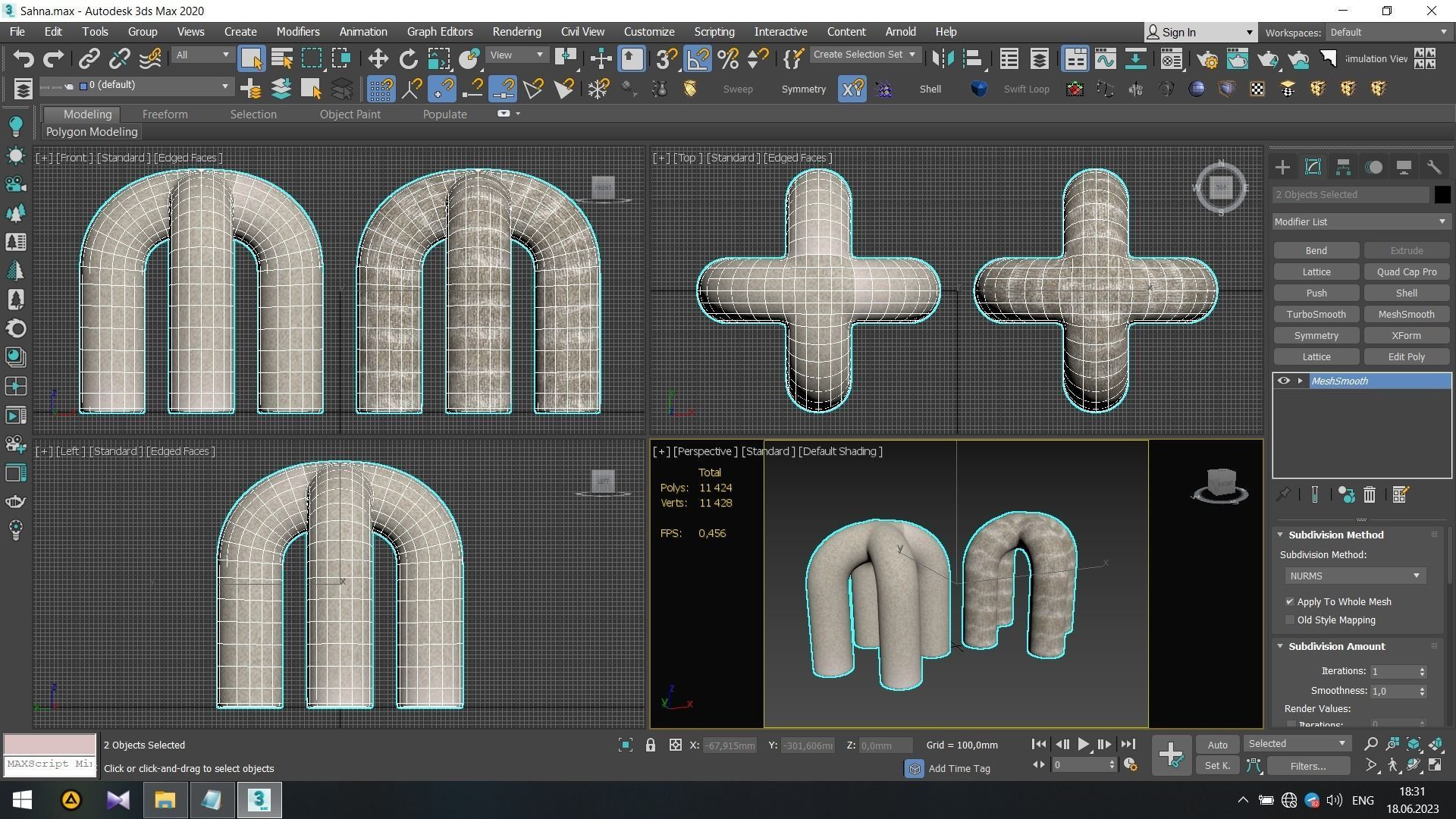 Upholstered Stitch Stool Low-poly 3D model_4